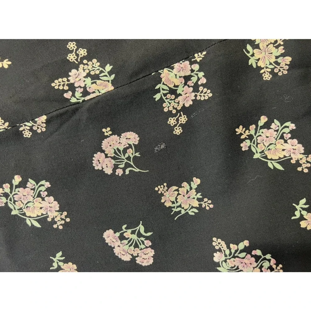 Vintage 70s Black Floral Collared along Sleeve Maxi Dress - Picture 9 of 9